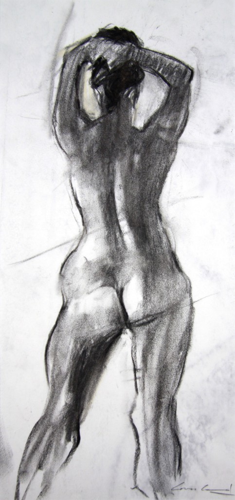 Charcoal sketch of model, done in 20min from life in studio in Hobart, Tasmania.