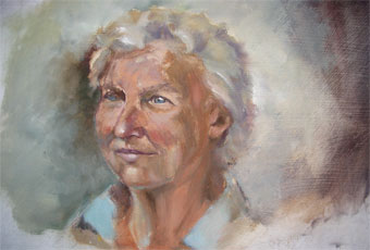 Quick life study of portrait of Jane Munks, Tasmania.